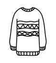 Cozy autumn doodle outline sweater isolated