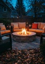 Cozy Autumn Evening by the Fire Pit Royalty Free Stock Photo