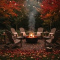 Cozy Autumn Evening by a Fire Pit Royalty Free Stock Photo