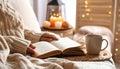 Cozy Autumn Evening: Reading and Relaxation Royalty Free Stock Photo