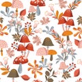 Cozy Autumn leaves. Vector illustration EPS 10 , seamless pattern background of Fall flower season ,Design for fashion Royalty Free Stock Photo