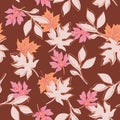 Cozy Autumn leaves. Vector illustration EPS 10 , seamless pattern background of Fall flower season ,Design for fashion Royalty Free Stock Photo