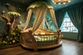 Cozy Baby Haven: Children's Room with an Enchanting Baby Bed. Generative By Ai