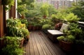 A cozy balcony garden in the city Generative AI