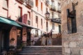 Cozy bar in the steps of Travesia del Nuncio Street in Madrid Royalty Free Stock Photo