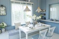Beach blue dining room at home Royalty Free Stock Photo