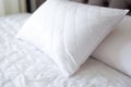 Cozy Bed maid up pillows room. Generate Ai Royalty Free Stock Photo