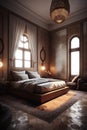 Cozy bedroom interior in Arabic style house Royalty Free Stock Photo