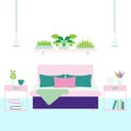 Cozy bedroom interior vector illustration Royalty Free Stock Photo