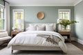 Cozy bedroom modern interior, painted walls room Royalty Free Stock Photo