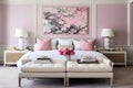 Cozy bedroom modern interior, painted walls room Royalty Free Stock Photo