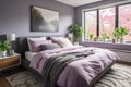 Cozy bedroom modern interior, painted walls room Royalty Free Stock Photo