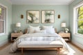 Cozy bedroom modern interior, painted walls room Royalty Free Stock Photo