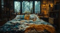 Cozy bedroom with a view Royalty Free Stock Photo