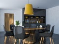 Cozy black and wooden dining room corner