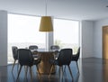 Cozy black and wooden panoramic dining room corner