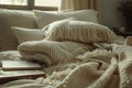 Cozy blankets and books beckon a restful pause in the daily home life routine
