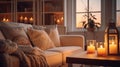 cozy blurred home interior lighting