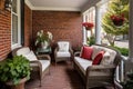 cozy brick porch on colonial house