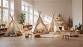 A cozy and bright children s room with playful decor and natural lighting.