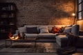 Cozy open loft living room with candles