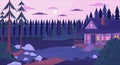 Cozy cabin on lake dusk lofi wallpaper