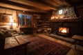 cozy cabin retreat with fire and marshmallow roasting on the hearth