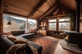 cozy cabin retreat with fireplace and view of the mountains, perfect for a winter escape