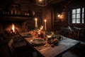 cozy cabin retreat with warm and inviting fire place setting the mood Royalty Free Stock Photo