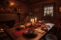 cozy cabin retreat with warm and inviting fire place setting the mood Royalty Free Stock Photo