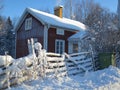 Cozy cabin in Swedish winter Royalty Free Stock Photo