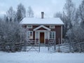 Cozy cabin in winter Royalty Free Stock Photo