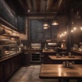 A cozy cafe with a chalkboard menu and a barista preparing espresso1