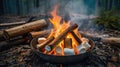 Delicious Marshmallows and Bread Roasting over a Campfire in the Forest Royalty Free Stock Photo