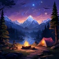 Cozy Campsite Under Starry Sky Royalty Free Stock Photo