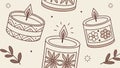Cozy Candles and Leaves Seamless Pattern for Warmth and Decor, vector design Generative AI Royalty Free Stock Photo