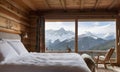 cozy chalet living room with a crackling fireplace