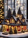 Cozy Christmas ceramic house candle detail cinematic