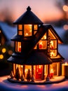 Cozy Christmas ceramic house candle long shot