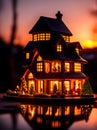 Cozy Christmas ceramic house candle long shot