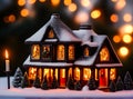 Cozy Christmas ceramic house candle long shot