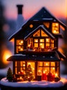 Cozy Christmas ceramic house candle long shot