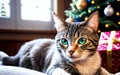Cozy Christmas Comforts A Charming Scene with Cats and Festive Warmth