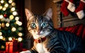 Cozy Christmas Comforts A Charming Scene with Cats and Festive Warmth