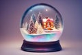 cozy christmas cottage scene in a snow globe