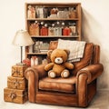 Cozy Christmas: A Festive Teddy Bear Brings Joy to a Small Room