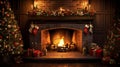 cozy christmas fireplace Royalty Free Stock Photo