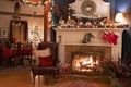 Cozy Christmas Fireplace Setting