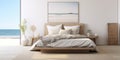 Cozy Coastal Bedroom Interior With Mockup Decor Modern Design Backdrop Generative