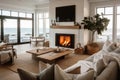 cozy coastal home with roaring fireplace and candles for the ultimate winter escape